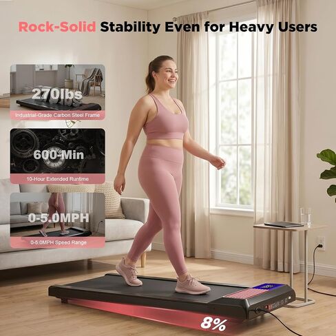 HCOIW Walking Pad Treadmill for Home Office, Portable Under Desk Treadmill | 3-in-1 Foldable Walking Pad with Incline, Quiet, Remote, No Installation, Portable & Easy Storage for Home Office in Kuwait
