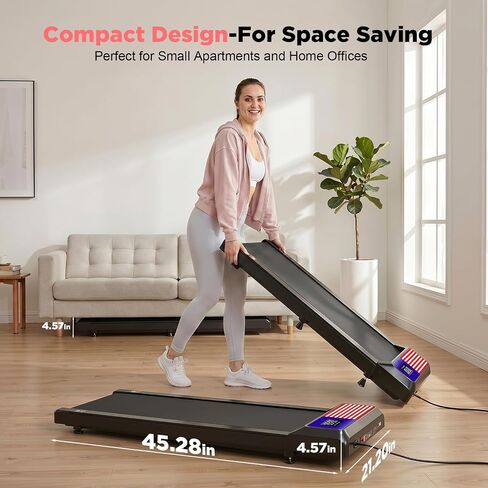 HCOIW Walking Pad Treadmill for Home Office, Portable Under Desk Treadmill | 3-in-1 Foldable Walking Pad with Incline, Quiet, Remote, No Installation, Portable & Easy Storage for Home Office in Kuwait