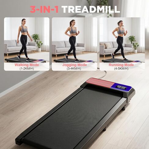 HCOIW Walking Pad Treadmill for Home Office, Portable Under Desk Treadmill | 3-in-1 Foldable Walking Pad with Incline, Quiet, Remote, No Installation, Portable & Easy Storage for Home Office in Kuwait