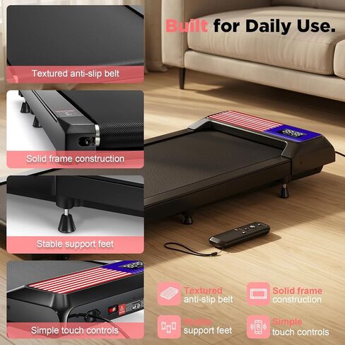 HCOIW Walking Pad Treadmill for Home Office, Portable Under Desk Treadmill | 3-in-1 Foldable Walking Pad with Incline, Quiet, Remote, No Installation, Portable & Easy Storage for Home Office in Kuwait