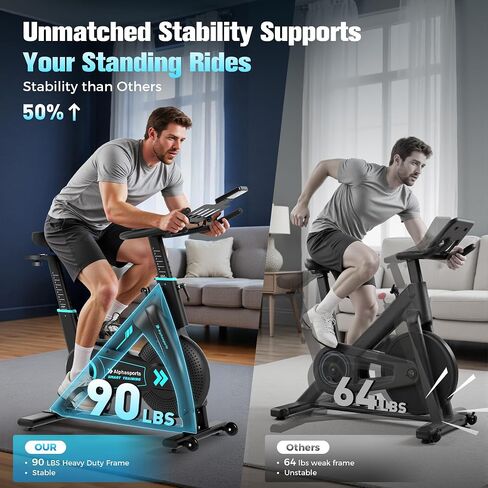 Magnetic Exercise Bike for Home, Heavy-Duty Stationary Bikes with APP Compatible, Quiet Indoor Bicycle for 350LBS Weight Capacity with Comfortable Seat Cushion & Silent Belt Drive in Kuwait
