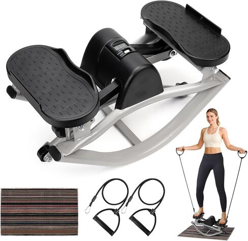جهاز Rock Fitness Stepper، جهاز هزاز للخطوات الجانبية من جانب إلى آخر للتمرين في المنزل مع أشرطة مقاومة وحصيرة غير قابلة للانزلاق - آلة تمرين لوحة التوازن للتمرين في مسكن الشقة المنزلية in Kuwait