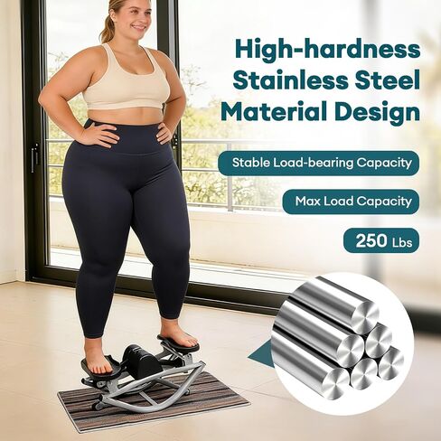 جهاز Rock Fitness Stepper، جهاز هزاز للخطوات الجانبية من جانب إلى آخر للتمرين في المنزل مع أشرطة مقاومة وحصيرة غير قابلة للانزلاق - آلة تمرين لوحة التوازن للتمرين في مسكن الشقة المنزلية in Kuwait