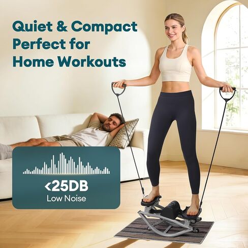 جهاز Rock Fitness Stepper، جهاز هزاز للخطوات الجانبية من جانب إلى آخر للتمرين في المنزل مع أشرطة مقاومة وحصيرة غير قابلة للانزلاق - آلة تمرين لوحة التوازن للتمرين في مسكن الشقة المنزلية in Kuwait