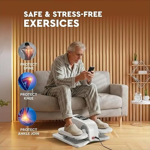 Under Desk Elliptical Exercise Machine, Electric Pedal Exerciser for Home, Quiet Portable Under Desk Bike for Seniors, Seated Leg Exerciser with Remote Control, 12 Speeds, Auto & HR Mode in Kuwait
