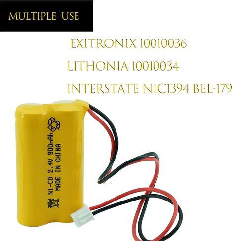 Ni-Cd 2.4V Exit Sign Emergency Light Batteries 900mAh for Exitronix 10010036 Lithonia 10010034 Interstate NIC1394 BEL-179 (3 Packs) in Kuwait
