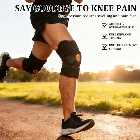 YIBLBOX Knee Brace for Women Men with Side Stabilizers, Knee Braces for Knee Pain ACL MCL Arthritis Joint Pain Relief, Adjustable Compression Sleeve Patellar Tendon Support Strap, Pack of 1 in Kuwait