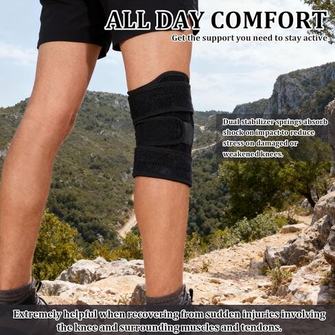 YIBLBOX Knee Brace for Women Men with Side Stabilizers, Knee Braces for Knee Pain ACL MCL Arthritis Joint Pain Relief, Adjustable Compression Sleeve Patellar Tendon Support Strap, Pack of 1 in Kuwait