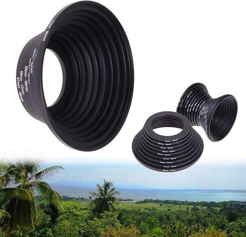 18Pcs Filter Ring Adapter Set, 37-82mm Metal Step Up/Down Rings Lens Adapter Filter Set Compatible with Digital SLR Camera, Camera Lens Filters Metal Stepping Rings Kit (Color:Black) in Saudi Arabia