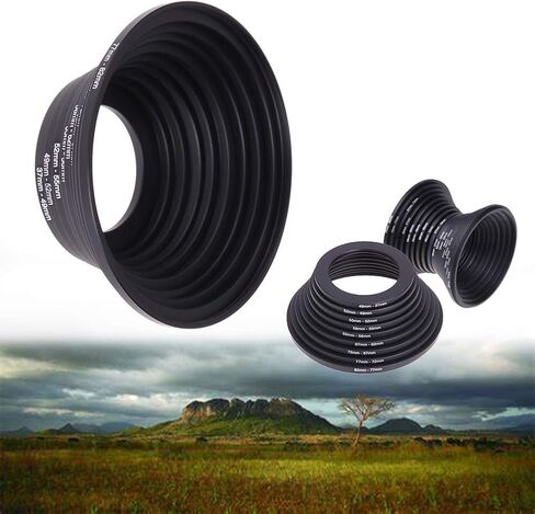 18Pcs Filter Ring Adapter Set, 37-82mm Metal Step Up/Down Rings Lens Adapter Filter Set Compatible with Digital SLR Camera, Camera Lens Filters Metal Stepping Rings Kit (Color:Black) in Saudi Arabia