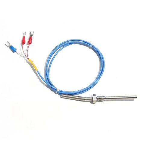 1PC PT1000 Type Thread M8*1.25 Screw-in Probe 5 * 50mm Thermocouple Resistance Temperature Sensor Silicon Wire 3 Insulated Forks | Cable Length 5M in Saudi Arabia