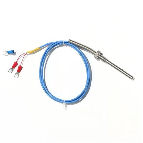 1PC PT1000 Type Thread M8*1.25 Screw-in Probe 5 * 50mm Thermocouple Resistance Temperature Sensor Silicon Wire 3 Insulated Forks | Cable Length 5M in Saudi Arabia
