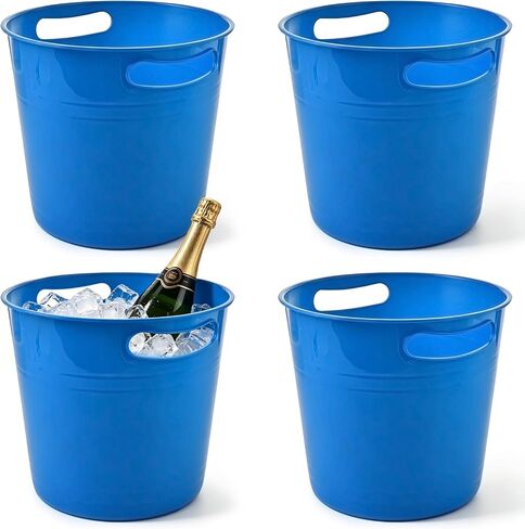 OBTANIM 4 Pack Colorful Plastic Buckets Drink Cooler Storage Ice Pails with Handles for Plants, Party Favors Organizing, Home Decor or Classrooms Pencil Storage in Kuwait