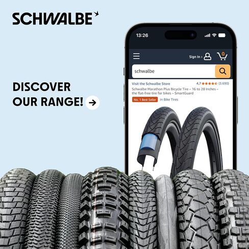 إطار دراجة Schwalbe Marathon مقاس 26 بوصة – 26 × 1 3/8 – 37-590 – إطار مسطح أقل للدراجات – SmartGuard in Kuwait