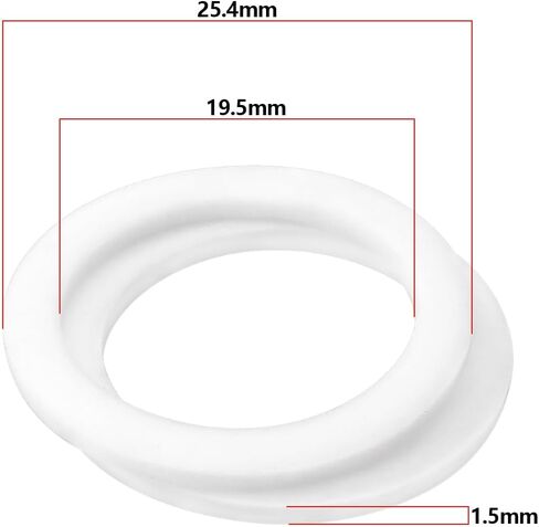 SING F LTD 10 قطع PTFE غسالات مسطحة AN-8 (8AN) PTFE غسالة 19.5 مم ID 25.4 مم OD 1.5 مم حشوات شفة دائرية سميكة لآلات السيارات والإلكترونيات الكهربائية in Kuwait