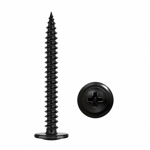80PCS #8x1-1/2 Black Truss Head Self Tapping Screws - Phillips Modified Truss Head Wood Screws for Furniture, Woodworking, Appliances & Metal Fastening in Kuwait