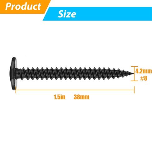 80PCS #8x1-1/2 Black Truss Head Self Tapping Screws - Phillips Modified Truss Head Wood Screws for Furniture, Woodworking, Appliances & Metal Fastening in Kuwait