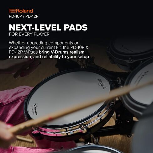 Roland PD-10P V-Pad | 10-inch Premium V-Pad | Next-Generation Feel & Enhanced Playability | Triple Piezo Sensor | Hard Rubber Rim & Revised Hoop Design | Compatible with a Wide Range of Roland V-Drums in Kuwait