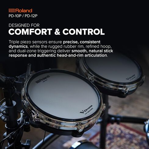 Roland PD-10P V-Pad | 10-inch Premium V-Pad | Next-Generation Feel & Enhanced Playability | Triple Piezo Sensor | Hard Rubber Rim & Revised Hoop Design | Compatible with a Wide Range of Roland V-Drums in Kuwait