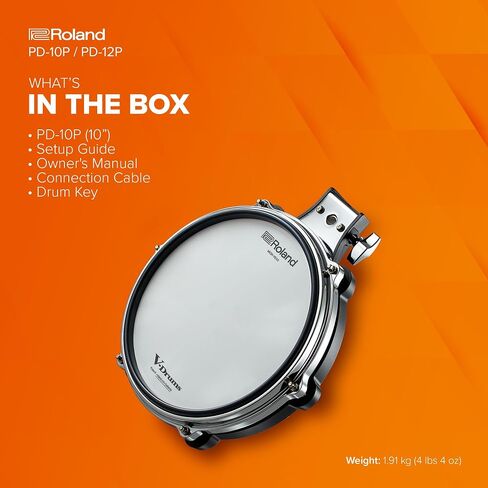 Roland PD-10P V-Pad | 10-inch Premium V-Pad | Next-Generation Feel & Enhanced Playability | Triple Piezo Sensor | Hard Rubber Rim & Revised Hoop Design | Compatible with a Wide Range of Roland V-Drums in Kuwait