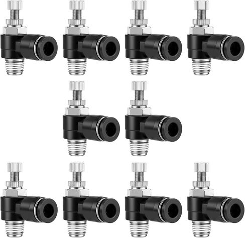 Xuhal 10 Pack Pneumatic Push to Air Flow Connect Control Valve 1/4"tube OD x 1/8 NPT 90 Degree Elbow Air Flow Control Valve Adapter Fitting in Kuwait