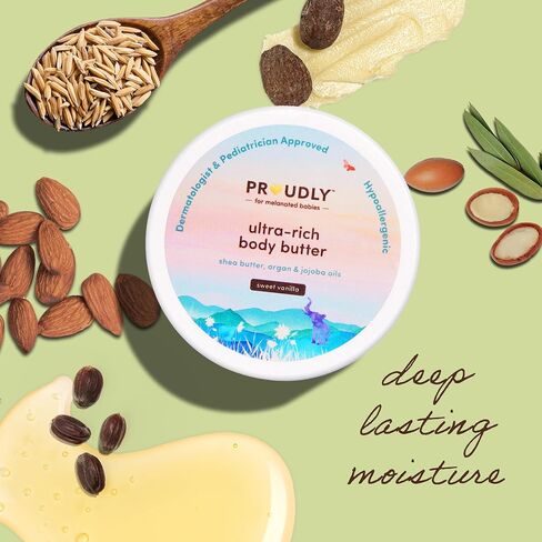 PROUDLY Baby Body Butter with Shea Butter & Argan Oil — Deep Moisture for Newborns, Infants & Toddlers, Dry & Sensitive Skin, Sweet Vanilla Scent, EWG Verified, 4.4 oz (2 Pack) in Saudi Arabia