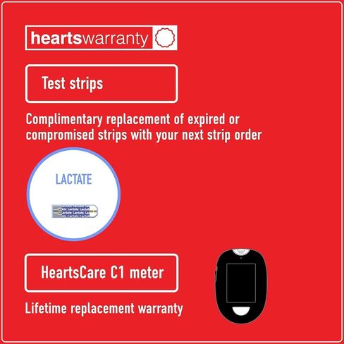 مجموعة أدوات اختبار اللاكتات من HeartsCare - 10 شرائط و1 متر - وقت اختبار 5 ثوانٍ مع أداء ثلاثي الأبعاد مجاني وتكامل تطبيق البلوتوث in Kuwait