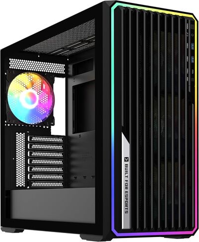 حافظة كمبيوتر RUIX CV303 ATX متوسطة البرج، 4 × 140 مم مراوح ARGB PWM، لوحة أمامية شبكية عالية تدفق الهواء مع شريط إضاءة ARGB، لوحة جانبية من الزجاج المقسى، حقيبة كمبيوتر للألعاب، USB 3.0، أبيض in Kuwait