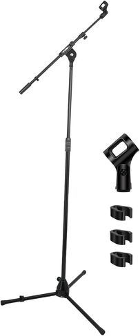 5 Core Mic Stand Pair 72" Adjustable Tripod Stable Base with 180° Rotating Telescoping Boom Arm Heavy Duty Floor Microphone Stand 3/8" to 5/8" Adapter for On Stage Home Studio Black in Kuwait