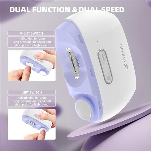 Electric Nail Clipper, Electric Nail Trimmer Suitable for Children, Adults, and Elderly, Automatic Nail Clipper with 2 Adjustable Speeds, Nail Clippers with LED Light and Chip Storage Box in Saudi Arabia