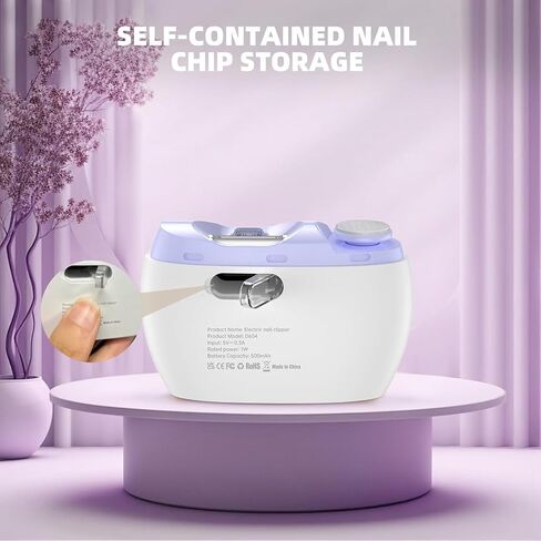 Electric Nail Clipper, Electric Nail Trimmer Suitable for Children, Adults, and Elderly, Automatic Nail Clipper with 2 Adjustable Speeds, Nail Clippers with LED Light and Chip Storage Box in Saudi Arabia