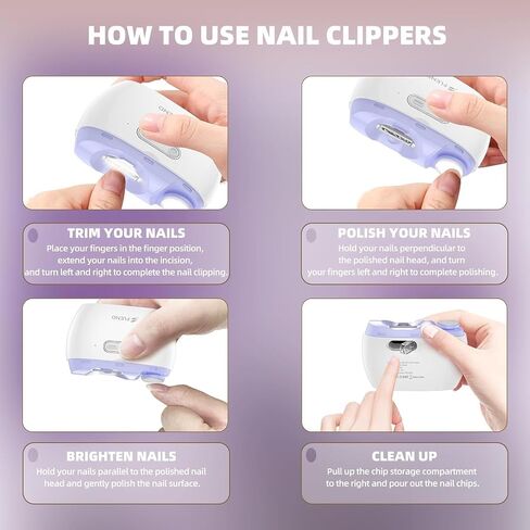 Electric Nail Clipper, Electric Nail Trimmer Suitable for Children, Adults, and Elderly, Automatic Nail Clipper with 2 Adjustable Speeds, Nail Clippers with LED Light and Chip Storage Box in Saudi Arabia
