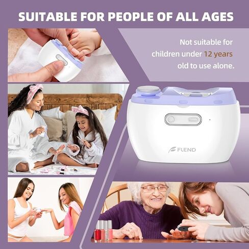 Electric Nail Clipper, Electric Nail Trimmer Suitable for Children, Adults, and Elderly, Automatic Nail Clipper with 2 Adjustable Speeds, Nail Clippers with LED Light and Chip Storage Box in Saudi Arabia