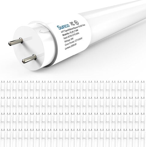 Sunco 10 Pack T8 LED Bulbs 4 Foot, Tube Light Bulbs Ballast Bypass, 48 Inch Fluorescent Replacement, 2200 LM, 18W, 5000K Daylight, Single Ended Power, Type B, Frosted Lens UL in Saudi Arabia