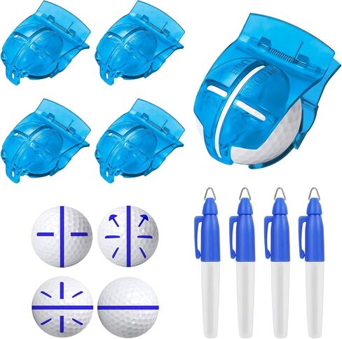 4 Pack Golf Ball Marker, Straight Line Marker Stencil with 4 Pcs Marker Pens, Plastic Golf Ball Line Marking Alignment Tool Kit in Saudi Arabia