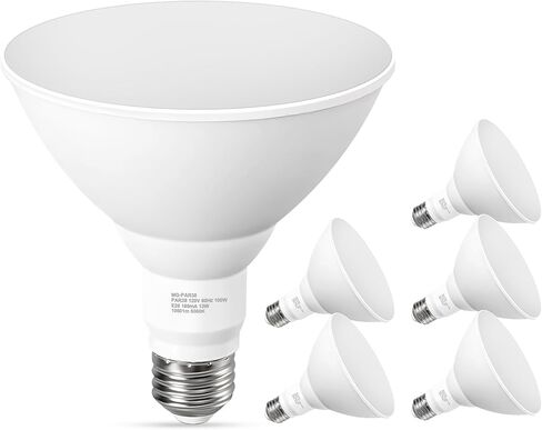 GvvooHome لينة بيضاء PAR38 LED لمبات الإضاءة في الهواء الطلق، 3000K توهج دافئ، 13W، ما يعادل 100W، 1050 لومن، لمبة E26 مقاومة للماء قابلة للتعتيم للفناء والشرفة والفناء، 6 عبوات in Kuwait