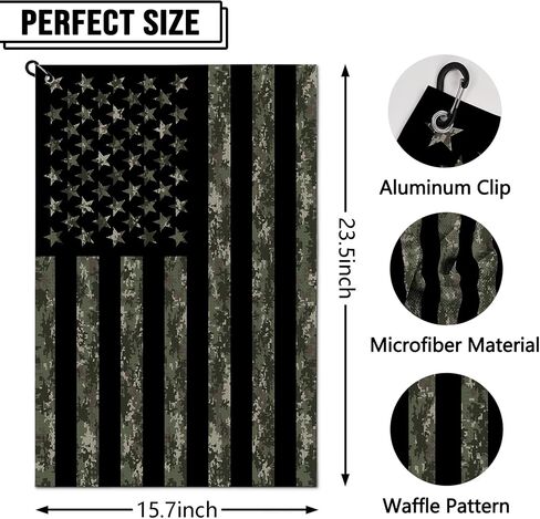 American Flag Golf Towel for Golf Bags with Clip Absorbent Microfiber Waffle Golf Towels Golf Accessories and Gifts for Men Women Golfers in Saudi Arabia