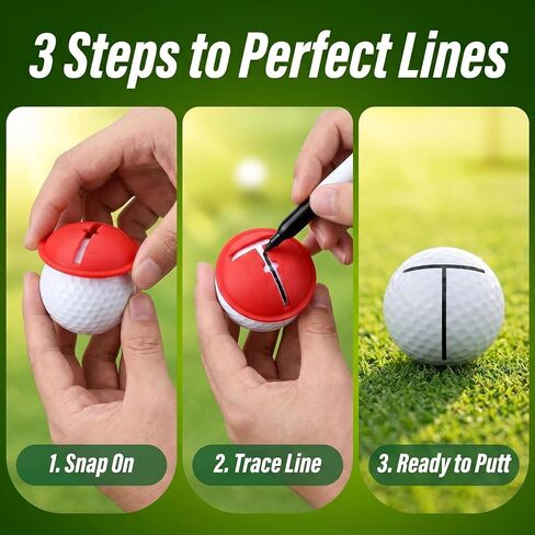 Golf Ball Line Marker Kit with Carry Case, 3D Printed T-Shape Golf Ball Alignment Stencils & 4 Color Markers, Precision Putting Line Drawing Tool for Golfers of All Skill Levels in Saudi Arabia