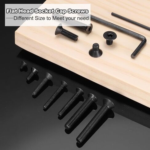 PATIKIL #4-40 x 5/16 Inch Flat Head Socket Cap Screws, 10 Pcs Flat Countersunk Bolts Hex Socket Drive Machine Screws Full Thread Coarse Thread UNC with Hex Spanner Black Oxide Grade 10.9 in Saudi Arabia