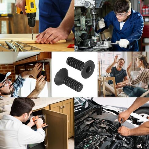PATIKIL #4-40 x 5/16 Inch Flat Head Socket Cap Screws, 10 Pcs Flat Countersunk Bolts Hex Socket Drive Machine Screws Full Thread Coarse Thread UNC with Hex Spanner Black Oxide Grade 10.9 in Saudi Arabia