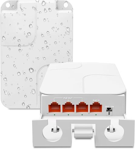 YuanLey Outdoor Gigabit PoE Extender 1 in 3 Out, 802.3af/at 4 Port PoE Repeater IP66 Waterproof, Vlan, Extend Additional 100m(328ft) of Power and Data Transmission, Wall Mount Plug and Play in Saudi Arabia