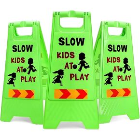 ZAVOOS 3 Pack Kids Playing Signs for Street | Slow Down Alert Sign with Double Sided Text Graphics, Reflective Safety Warning Signs for Neighborhoods, Yards, Driveways in Saudi Arabia