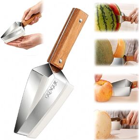 Watermelon Slicer-Triangle Watermelon Cutter with Wooden Handle | Watermelon Cutter With Protective Blade Cover And thickened stainless steel For Watermelon, Cantaloupe and Honeydew in Kuwait