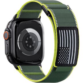 حزام من النايلون بحلقة تريل لساعة Apple Watch Ultra 3/2/1 Series 11/10/9/8/7/6/SE/5/4/3/2/1 للرجال، حزام علم منسوج مرن على شكل نجوم متوافق مع iWatch 49 مم 46 مم 45 مم 44 مم 42 مم in Kuwait