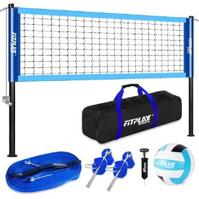 Outdoor Portable Volleyball Net Set with Anti-Sag Winch System,PU Volleyball,Pump,Height Adjustable Steel Poles,Boundary Line and Waterproof Carry Bag for Backyard, Beach, Lawn in Saudi Arabia