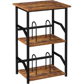 LOAKEKEL Record Player Stand, Large Vinyl Record Storage Up to 200 Albums, 3 Tier End Table with Removable Dividers, Tall Side Table for Living Room, Bedroom, Rustic Brown, HETCD020BR-1 in Saudi Arabia
