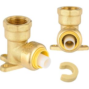 2-Pack Niikappu Push Fit Drop Ear Elbow، 1/2 بوصة × 1/2 بوصة أنثى NPT قطرة الأذن الكوع النحاس تركيبات دفع لPEX، النحاس، CPVC، أنابيب PE-RT، مع مقطع قطع in Kuwait