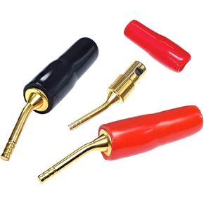 20PCS/Set 2mm Red Black Banana Bend Pin Plug Connector Wire Cable Banana Screw Sock Plug Adapter Speaker(10 Red 10 Black) in Kuwait
