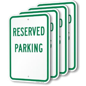 SmartSign (Pack of 4) 18 x 12 inch Reserved Parking Sign, 120 mil Thick Aluminum Composite (ACM), Engineer Grade Reflective Material, Green and White, Made in USA in Kuwait