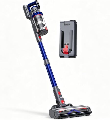 Cordless Vacuum Cleaner, 75Mins/55KPa/650W Freestanding Stick Vacuum Cleaners for Home, Rechargeable, Lightweight, Cone Filtration&Anti-Tangle, for Hard Floor, Carpet, Hardwoods, Pet Hair in Kuwait